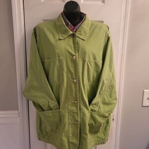 Eddie Bauer Bright Lime Green Cotton-Blend Utility Jacket